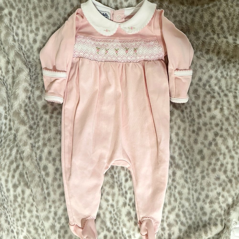 Magnolia Baby Pink Smocked Collared Girl Footie Size Newborn